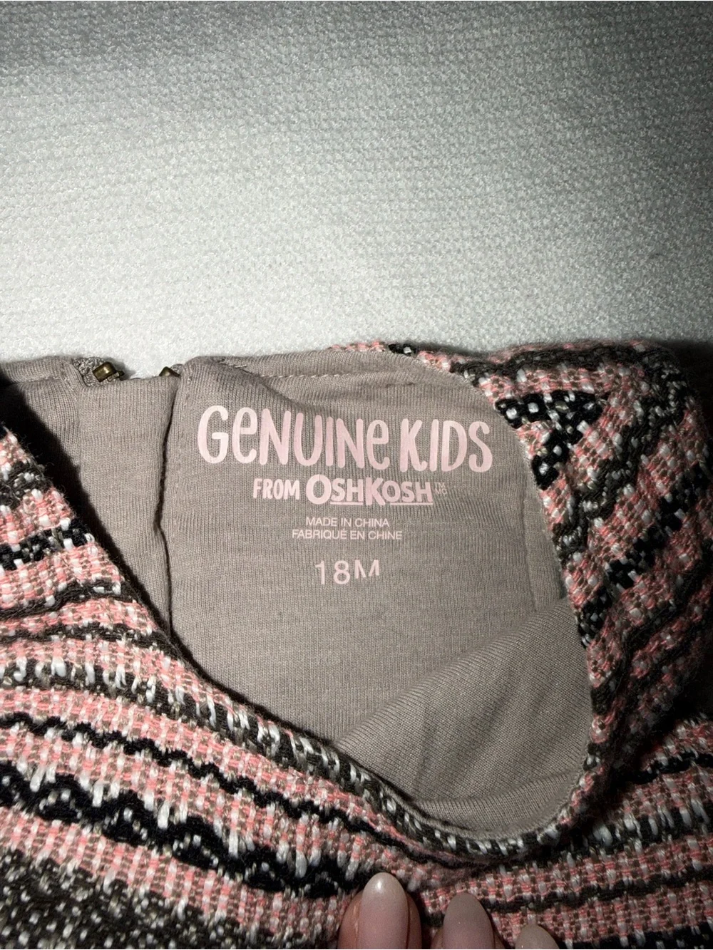 OshKosh B'gosh Pink and Gray Striped Knit A-Line Dress